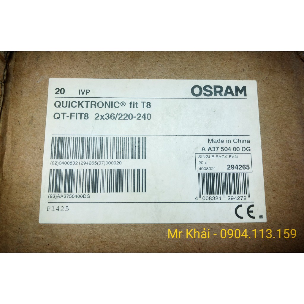 (SALE) Tăng phô Ballast cho 2 bóng chữ U 36W Osram QT-FIT8 2x36