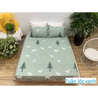 Trọn Bộ Poly Cotton Ga Chun Bo Đệm Và 2 Vỏ Gối Nằm Mẫu Vịt vàng (Chát Chọn Thêm Mẫu Nha)