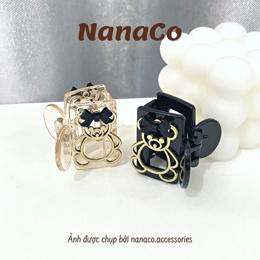 Kẹp tóc càng cua nửa đầu gấu đeo nơ Hàn Quốc, kẹp gắp hot trend thời trang NanaCo