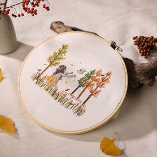 Bộ tranh thêu hoa + kim + chỉ thêu phong cách châu Âu dành cho học sinh