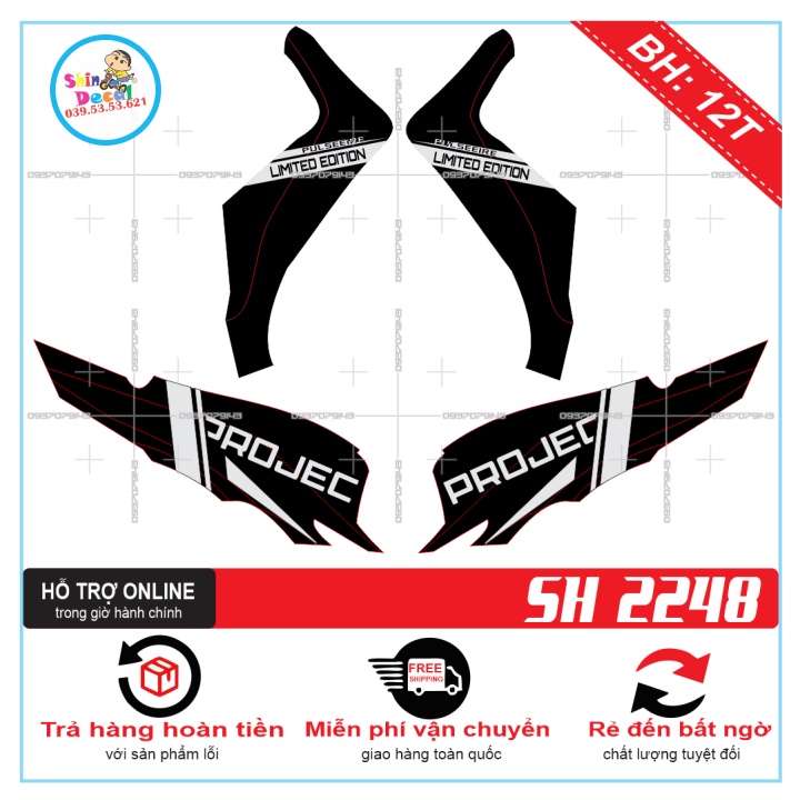 TEM XE SH 2020 LIMITED EDITION TRẮNG DÁN XE ĐEN -- SHIN DECAL 2