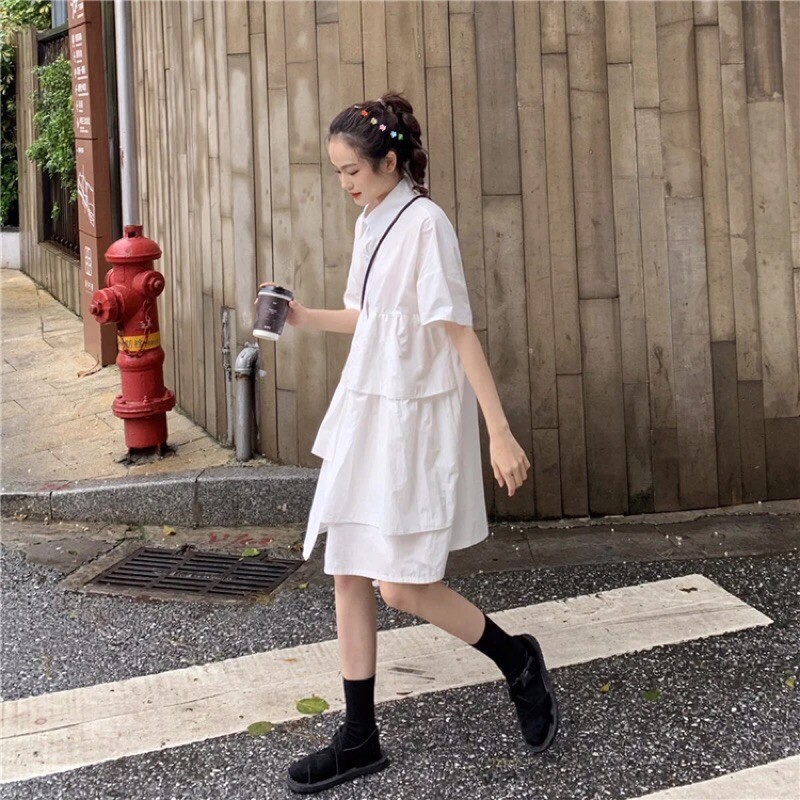 ĐẦM SƠ MI ULZZANG FORM RỘNG, THIẾT KẾ TẦNG CỰC CHẤT | BigBuy360 - bigbuy360.vn