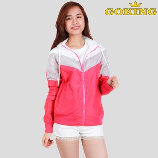 Áo khoác gió nữ GOKING phối 3 màu thời trang, vải dù cao cấp. Áo cặp đôi siêu đẹp dễ thương
