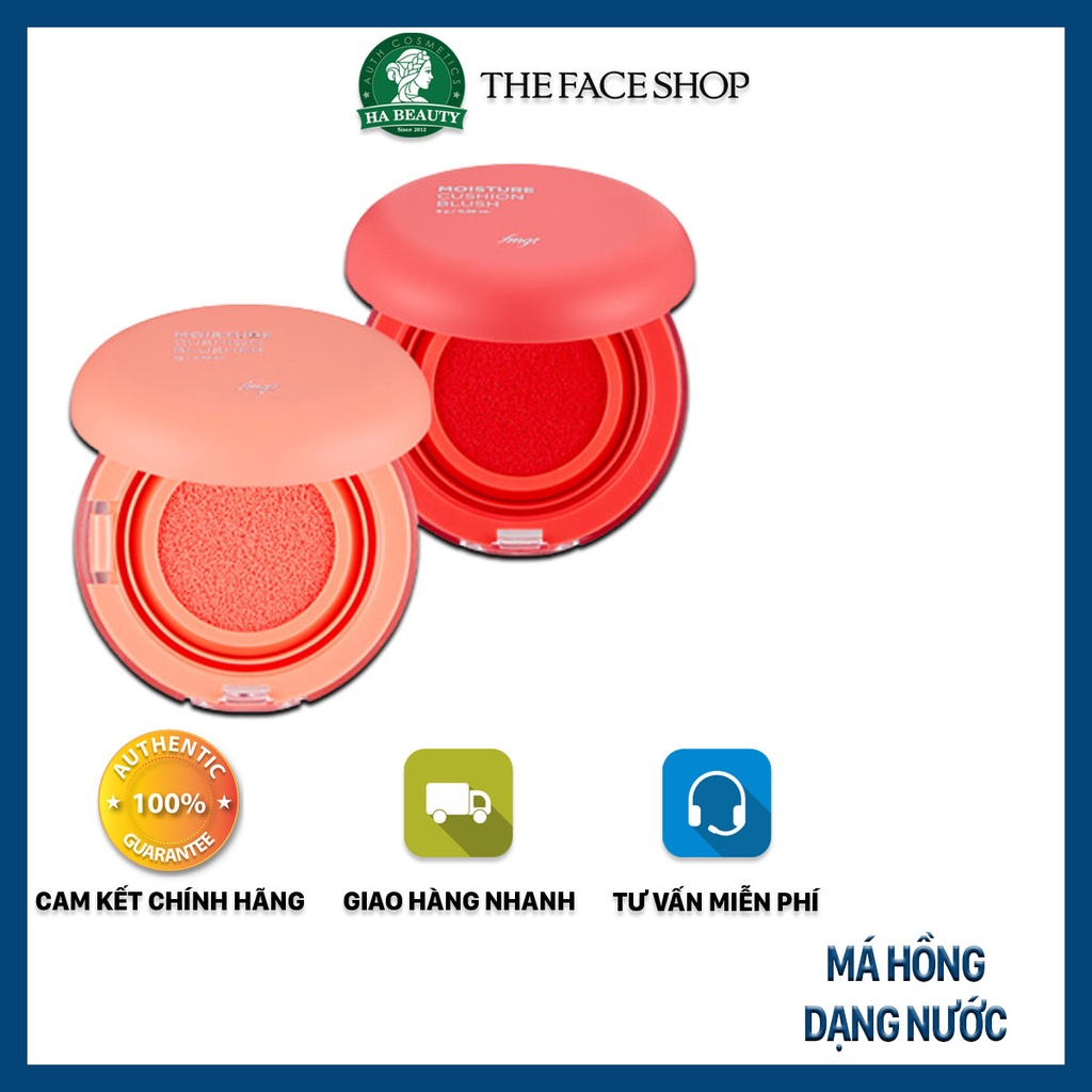 Má hồng dạng nước The Face Shop trang điểm dưỡng da Hàn Quốc Moisture Cushion Blush 8g siêu mịn nâng tông sáng tự nhiên