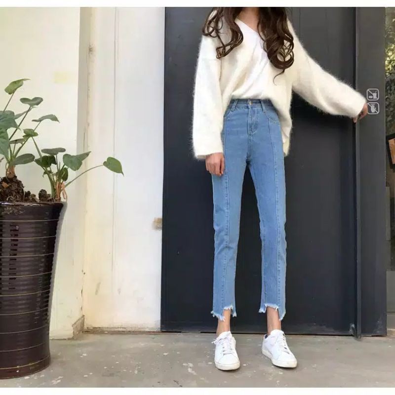 Quần Jeans Skinny Nữ Thêu Hoa Hồng Thời Trang