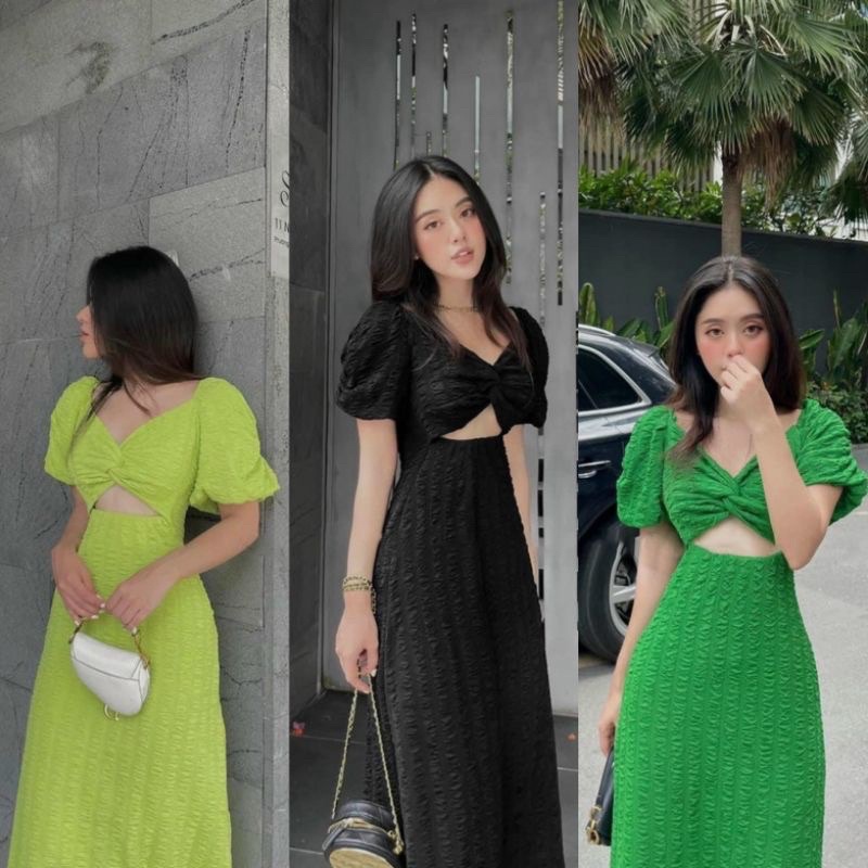 ĐẦM XOẮN NGỰC HỞ EO THIẾT KẾ DÁNG DÀI FREESIZR