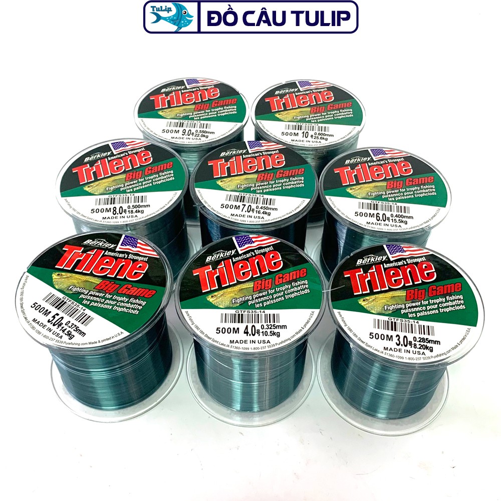 Cước Câu Cá Siêu Bền TRILENE BIG GAME 500 Mét Đủ SIZE - Dây Cước Câu Cá, ĐỒ CÂU TULIP