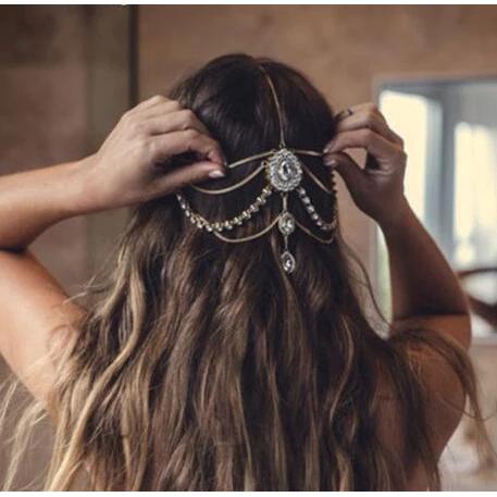 European Style Gold Silver Plated Full Crystal Multilayer Head Chain Hair accessories Jewelry 0637