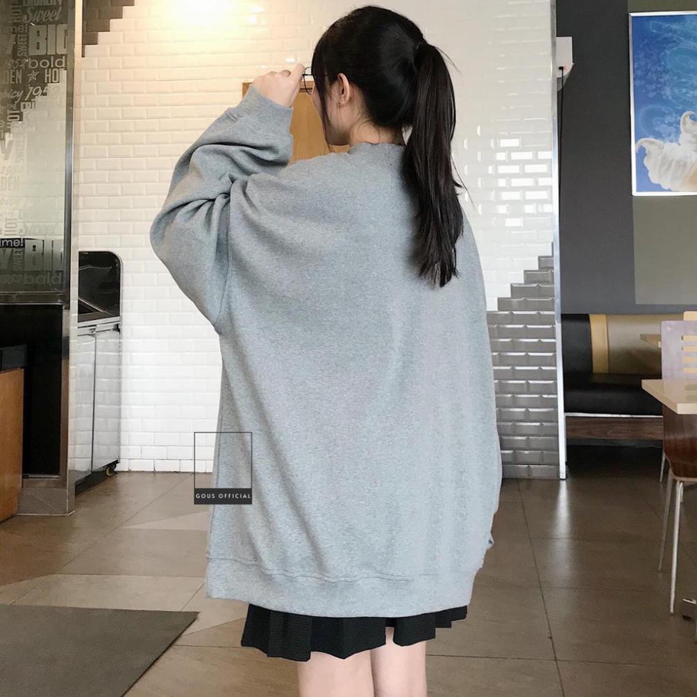 Áo Sweater Vải Sọc Gân Dày Gous Official form rộng Cổ Lọ NANASS thêu hình cô gái đáng yêu - 1763