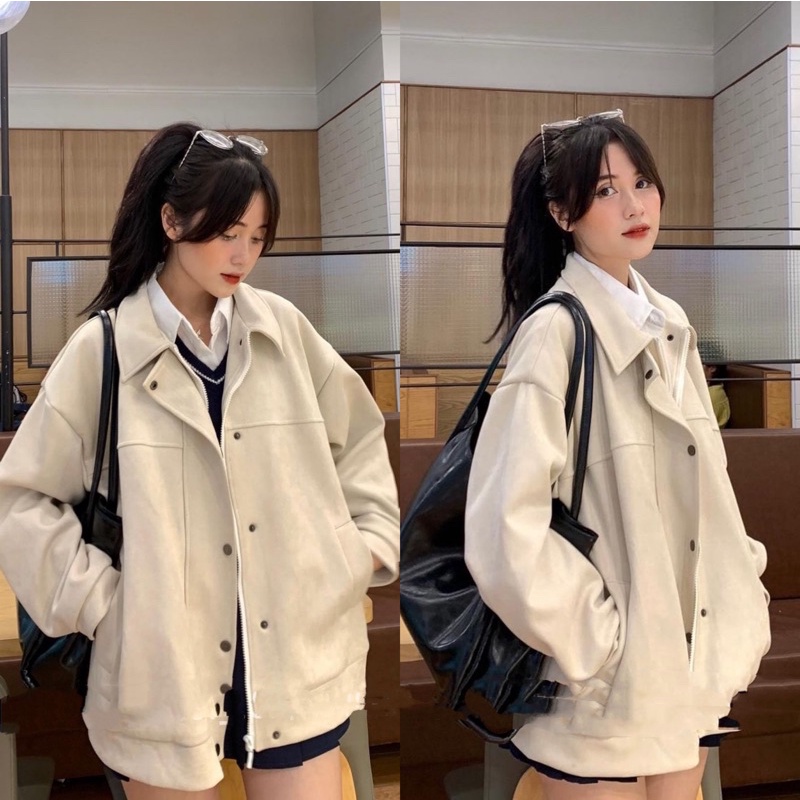 Áo khoát da lộn 2 lớp