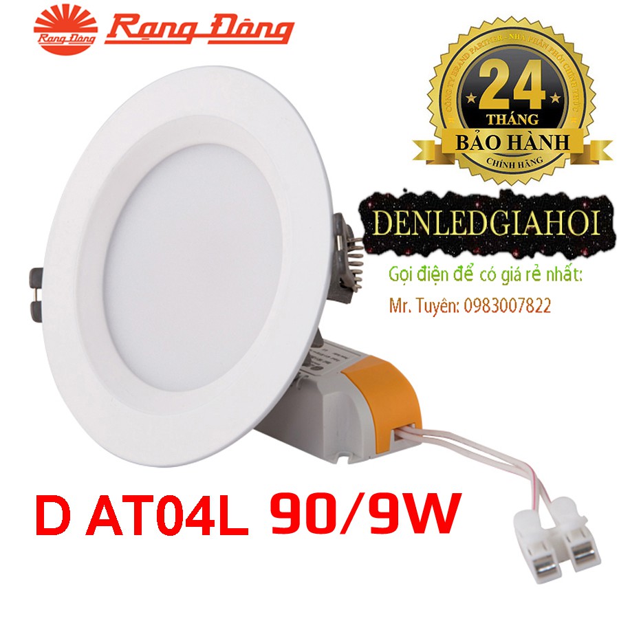 Đèn led âm trần 9W Rạng Đông, đế nhôm, mã D AT04L 90/9w