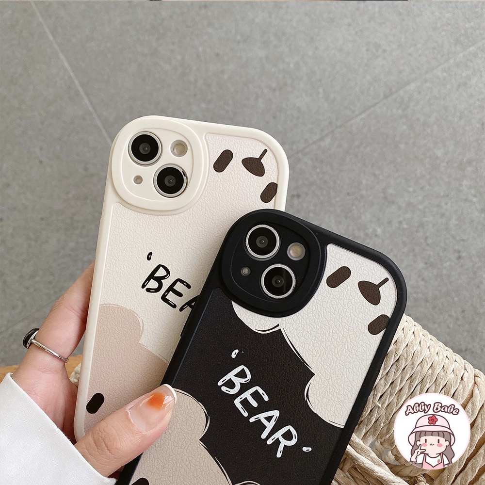 Ốp Điện Thoại TPU Mềm Phối Da Mặt Nhám Họa Tiết Gấu Nâu / Thỏ Kiểu Hàn Quốc Cho Iphone 11 7Plus 13 12 11 Pro Max X XS 12 13 XR