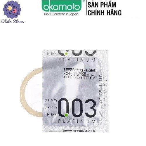 Bao Cao Su Okamoto Platinum 003 [CHÍNH HÃNG] , Nhật Bản, Hộp 3 cái, Siêu mỏng mềm mại bó sát tăng khoái cảm