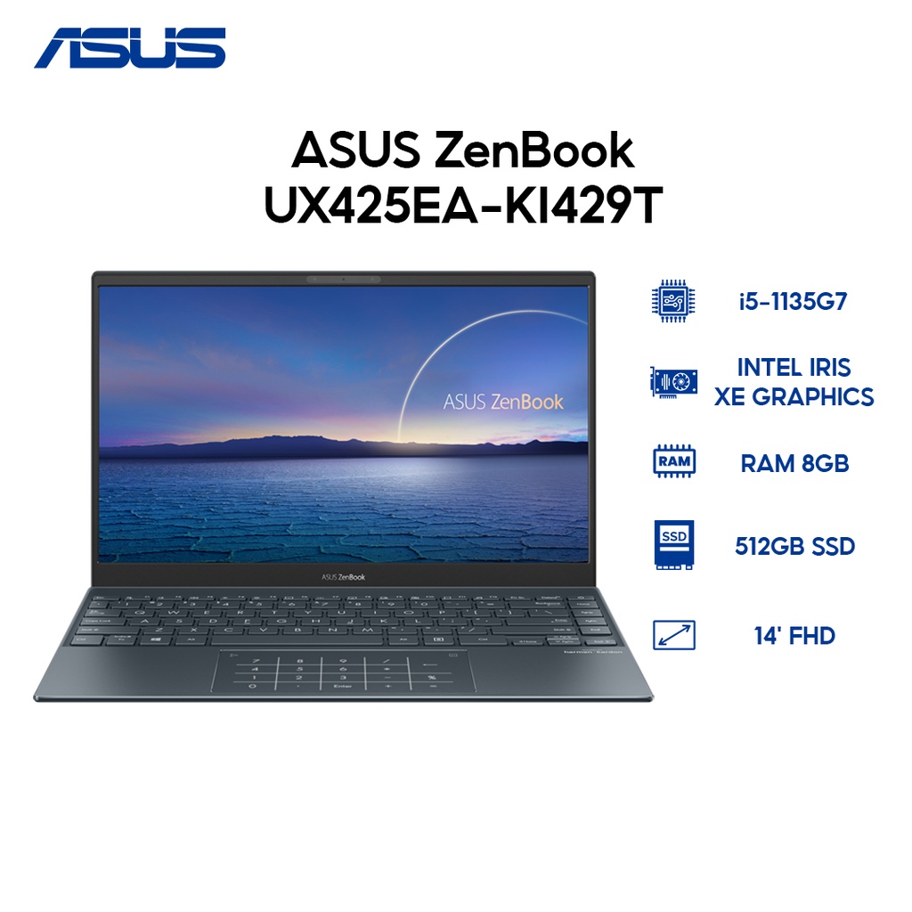 [Mã ELMALL1TR giảm 5% đơn 3TR] Laptop ASUS ZenBook UX425EA-KI429T i5-1135G7 8GB 512GB 14' Win 10