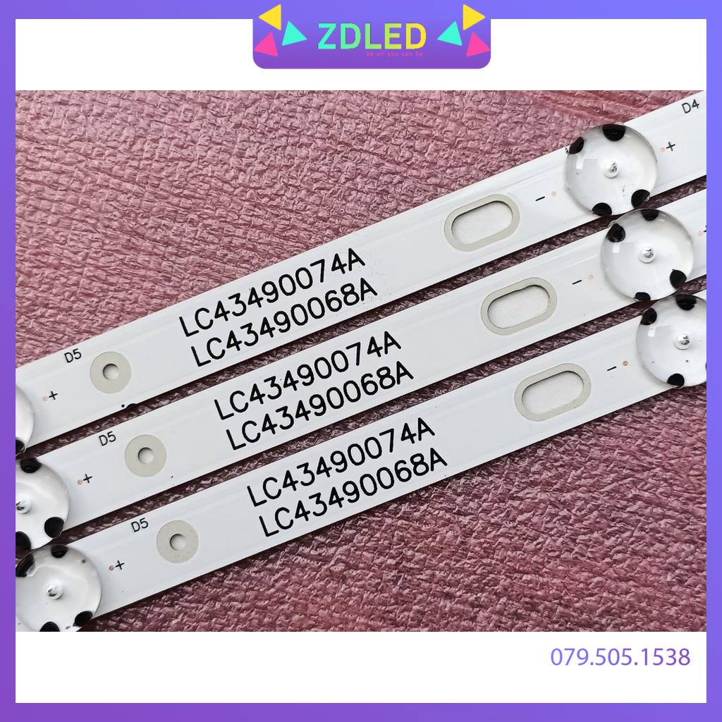 THANH LED TIVI LG 43UJ632T 43UJ633T 43UJ6300 43UJ6320 43UJ603V LC43490059A  HÀNG MỚI 100%, BỘ 3 THANH, MỖI HANH 7 BÓNG 3