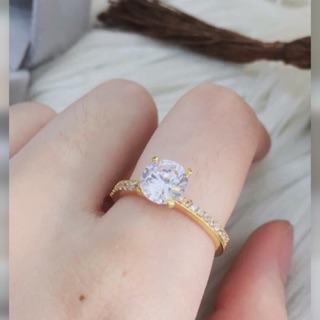 Nhẫn nữ bạc mạ vàng 18k, đá trắng mẫu mới