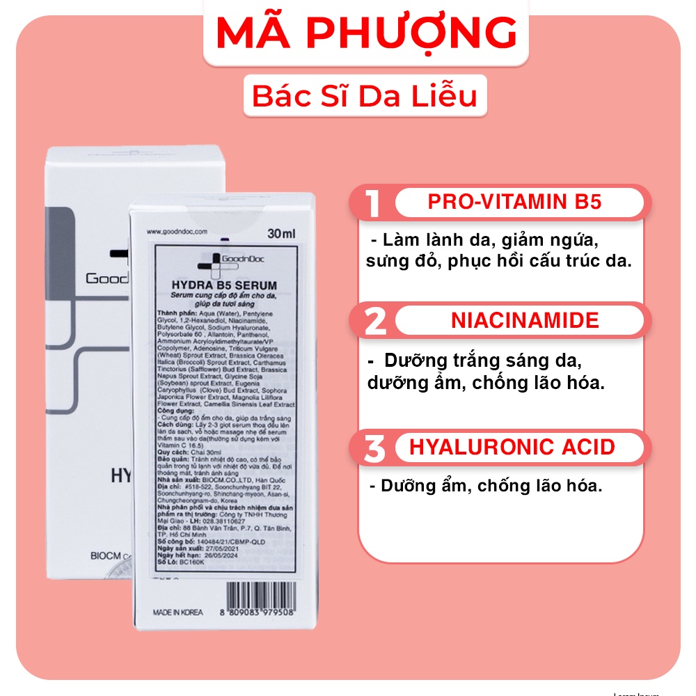 Serum cấp ẩm phục hồi da SERUM B5 GOODNDOC