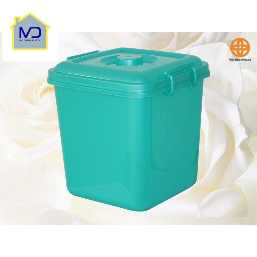 (hot) Thùng vuông 10l nhựa Việt Nhật có nắp đậy - Thùng đựng gạo, thùng đa năng loại 10 lít