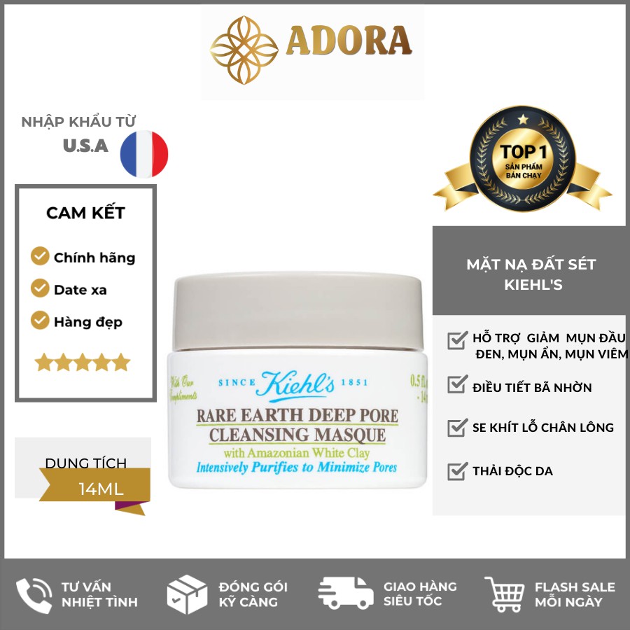 Mặt Nạ Đất Sét Kiehl’s Rare Earth Deep Pore Cleansing Masque 14ml