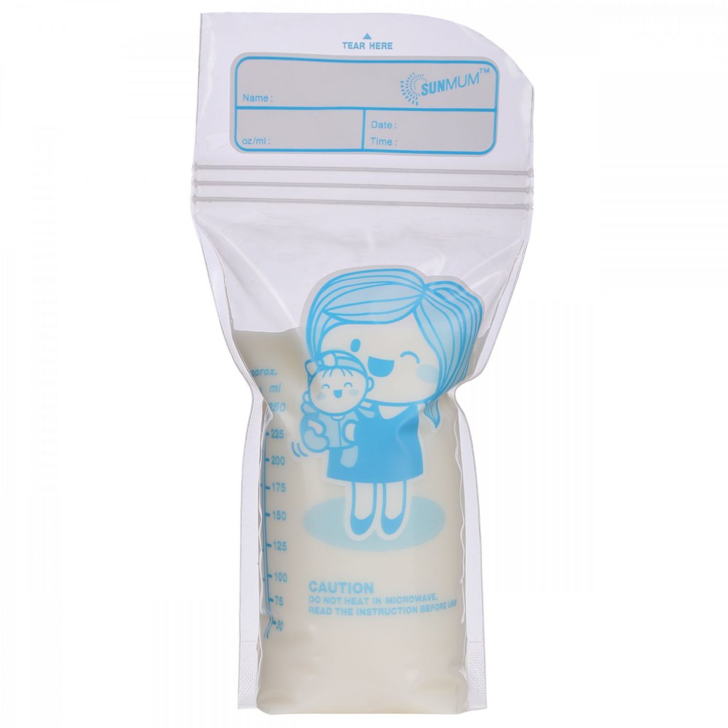 [Hộp nguyên tem] Túi trữ sữa, túi đựng sữa mẹ Sunmum 250ml Thái Lan 3 khóa zipper hộp 50 túi