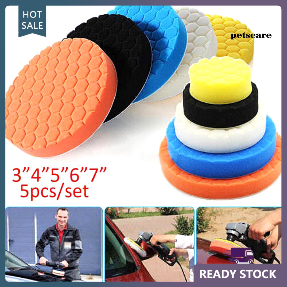 Bộ 5 Miếng Xốp Tròn Đánh Bóng Xe Hơi Kích Thước 3 / 4 / 5 / 6 / 7inch
