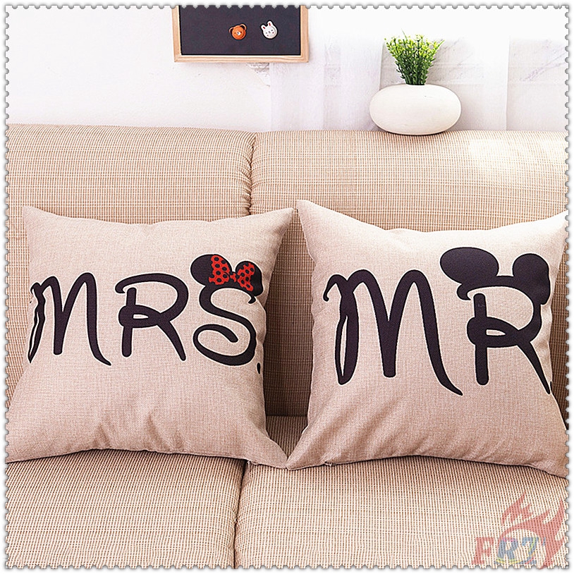 1 Vỏ Gối Cặp Đôi Mr &amp; Mrs Series 01 - Mickey Minnie Ốp