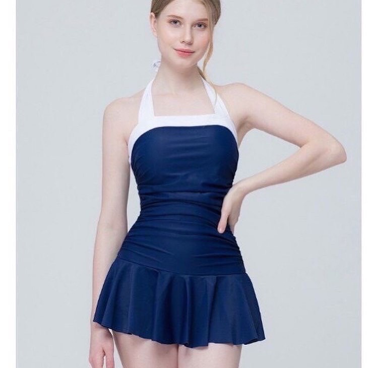 Bikini 1 mảnh váy xanh dễ thương