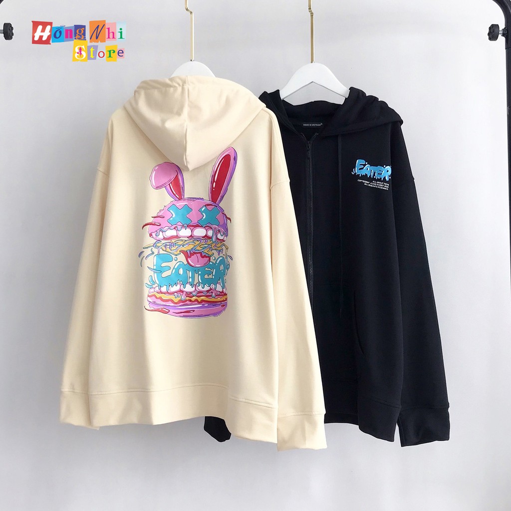Áo Hoodie Zip In Hình Thỏ Hồng 2 Dáng Rộng - Khoác Hoodie Dây Kéo In Hình Unisex - MM | BigBuy360 - bigbuy360.vn