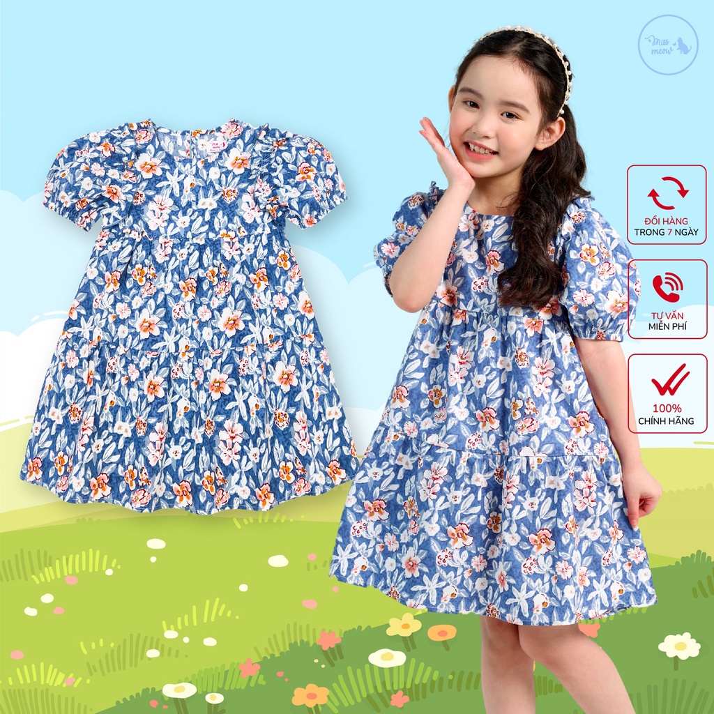 Váy Đầm Cho Bé Gái Mặc Mùa Hè Size Đại Chất Liệu Thô Bông Xinh Xắn Size Trẻ Em 3-11 Tuổi (Từ 10kg đến 37kg)