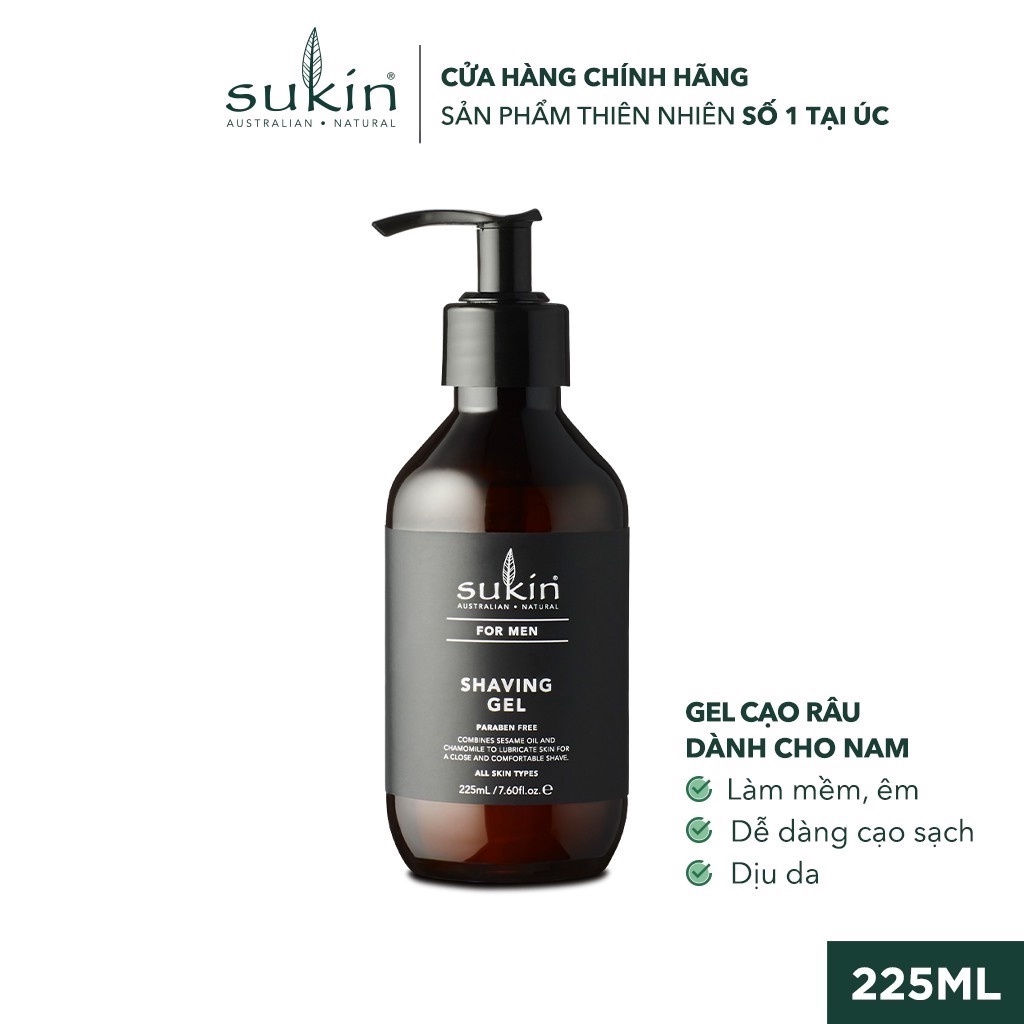 Gel Cạo Râu Sukin For Men Shaving Gel 225ml