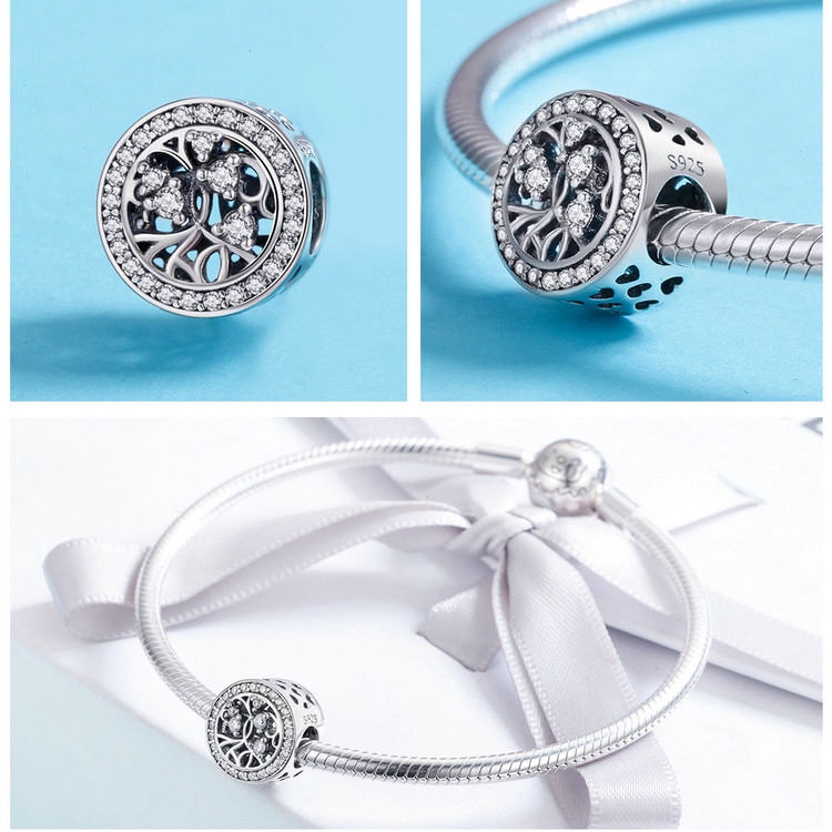 Hạt cườm Bamoer SCC616 xi bạc 925 làm trang sức diy 2 màu tùy chọn cho nữ