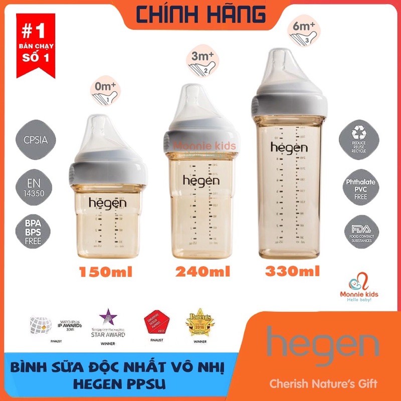 BÌNH SỮA HEGEN PPSU 150ML/240ML/330ML