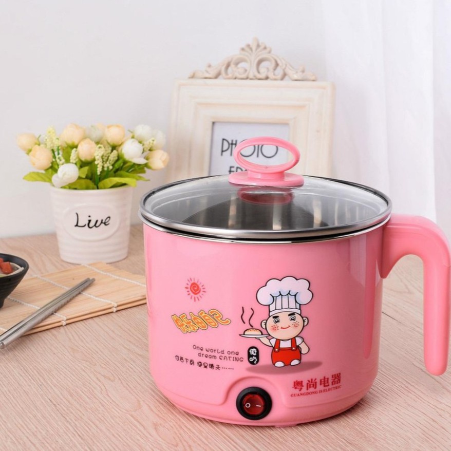 CA NẤU MÌ SIÊU TỐC, NỒI ĐIỆN MINI 16CM - CÓ LỒNG HẤP ĐI KÈM