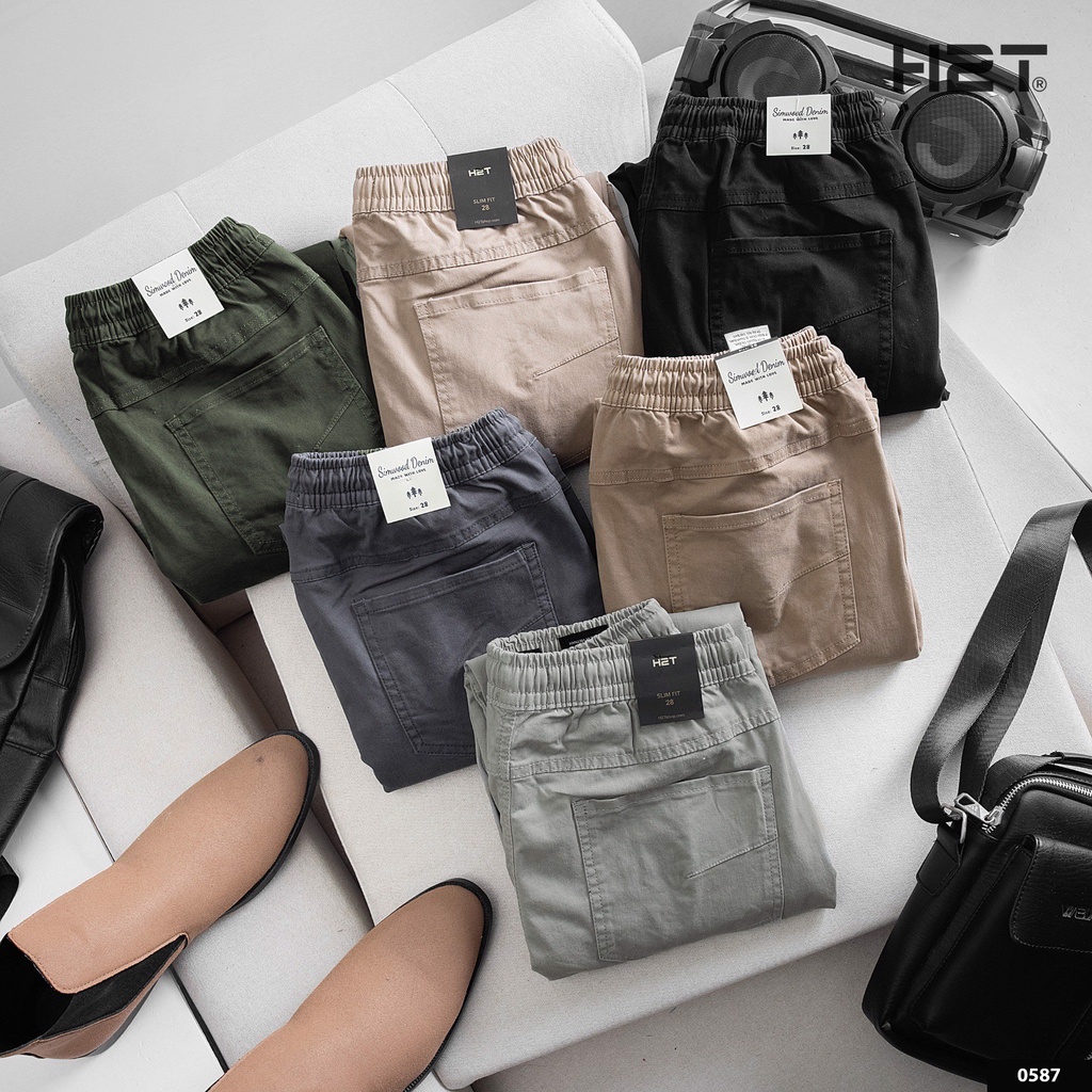 Quần Jogger Nam Kaki H2T Hai Túi Hộp Lớn Tạo Sự Khỏe Khoắn, Năng Động, Lưng Thun Phối Dây Rút, Ống Quần Bo Chun 0587