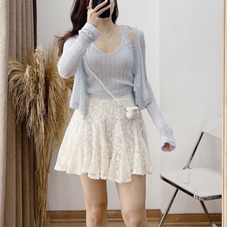 A689 Chân váy ngắn ren lưng chun Freesize