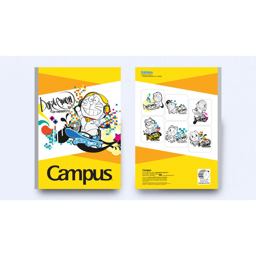 Vở kẻ ngang (có chấm) 80 trang B5 Campus - DORAEMON GRAFFITI Giấy thiết kế có chấm vượt trội giúp học sinh thuận tiện