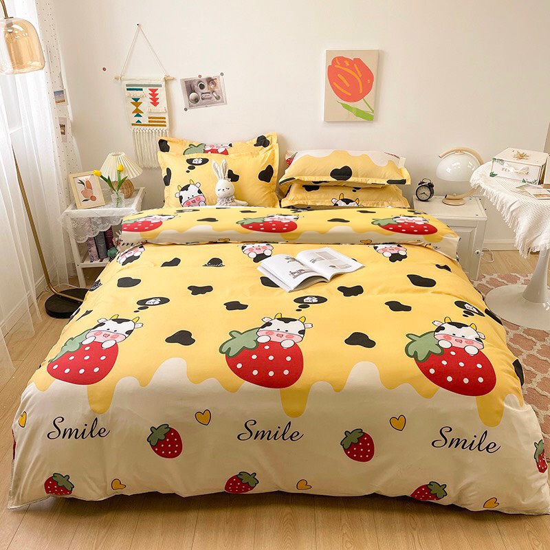 Bộ Chăn Ga Gối, Ga Giường Cotton Poly Set 5 Món Cute M2, M6, M8, 2M2, Miễn Phí Bo Chun Drap Giường - Queen Decor | BigBuy360 - bigbuy360.vn