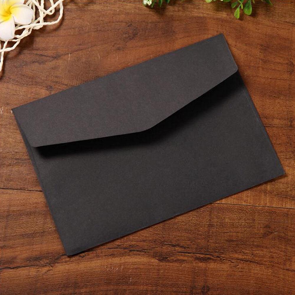 Bộ 50 phong bì thư giấy màu trắng đen phong cách Châu Âu thời trang cổ điển