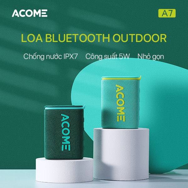 Loa Bluetooth ACOME A7 Chống Nước IPX7 Âm Thanh Chất Lượng Cao Bass Mạnh Bluetooth 5.0 Play Time 10h