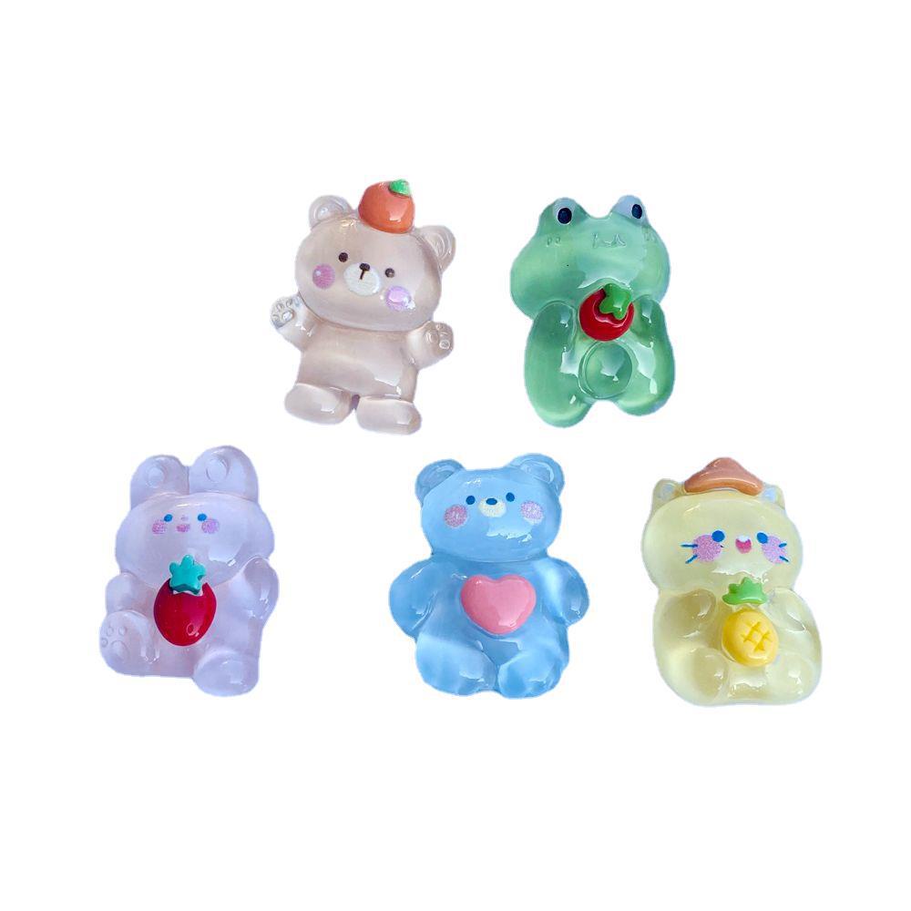 Bộ 10 Phụ Kiện Hình Ếch/Thỏ Bằng Nhựa Resin Trong Suốt Trang Trí Cho Điện Thoại