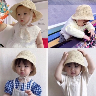 Nón cói thắt nơ ren cho bé