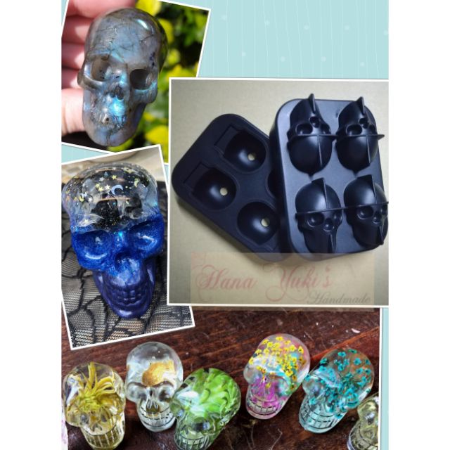 [Jesmonite, Resin] - Skull Mold -Set 2 mảnh Khuôn silicon hình đầu lâu 3D sáng tạo trong Resin, Jesmonite, Nến,Thực phẩm