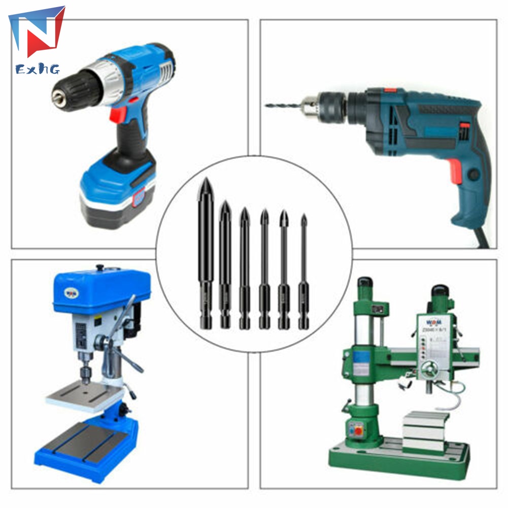 Bộ 6 Mũi Khoan Cacbua Vonfram Đa Năng Dùng Cho Gạch Men/Gạch/Kính/Gạch Men Đa Năng