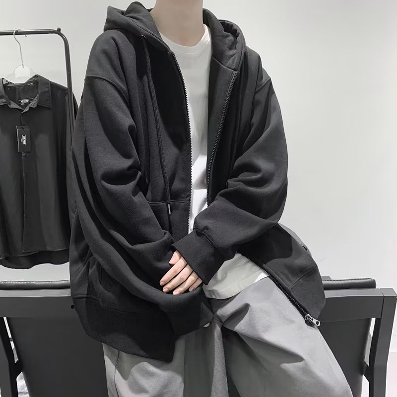 Áo Hoodie Màu Trơn Dáng Rộng Thời Trang Hàn Quốc Dành Cho Nam Nữ