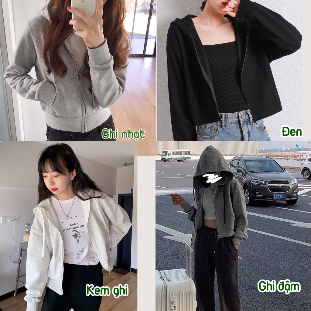 Áo khoác Hoodie có mũ len tăm dài tay trơn ALALA phối mũ nhiều màu năng động