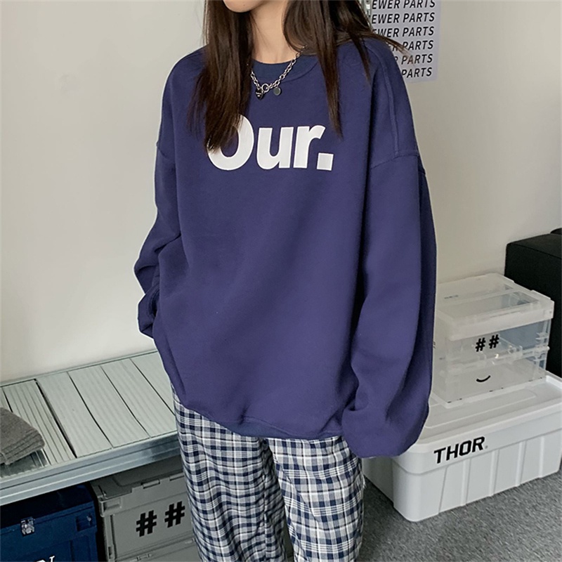 NRVP Áo Hoodie Dáng Rộng Thời Trang Hàn Quốc Đơn Giản Cá Tính Cho Nữ