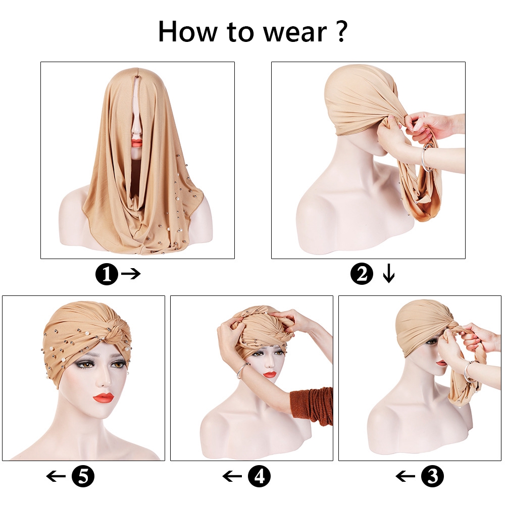 Mũ Turban Đính Hạt Phong Cách Ấn Độ Thời Trang Cho Nữ