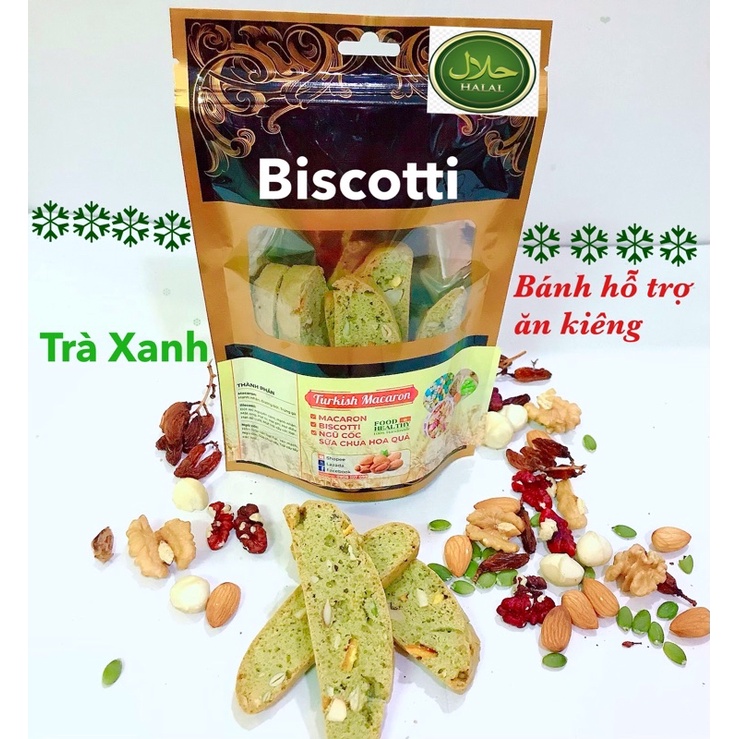 Bánh BISCOTTI healthy 100gr vị Trà Xanh