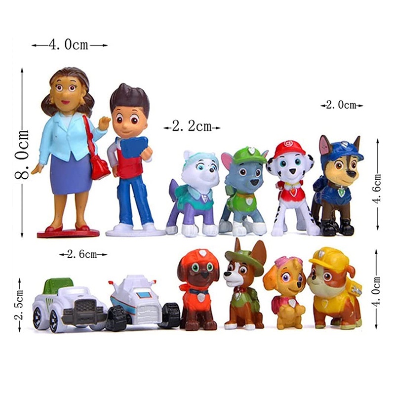 Set 12 Mô Hình Nhân Vật Phim Paw Patrol 4-10cm