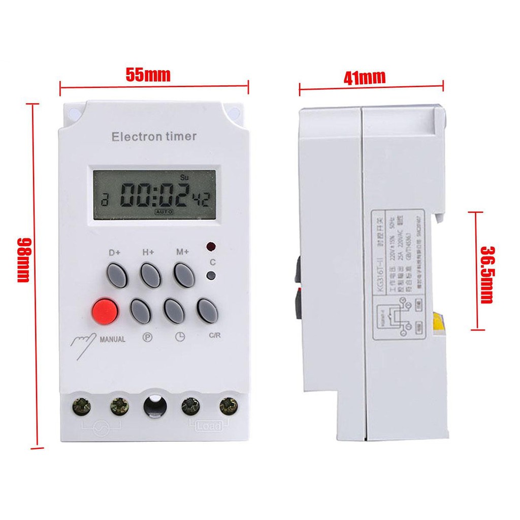 Bộ công tắc hẹn giờ bật tắt thiết bị điện KG316 T-II 16 chương trình, timer hẹn giờ bật tắt - Hàng Hãng KOHA